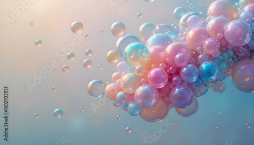 Pastel Soap Bubbles and Cloud Abstract Background for Kids, Skincare, and Dreamy Design