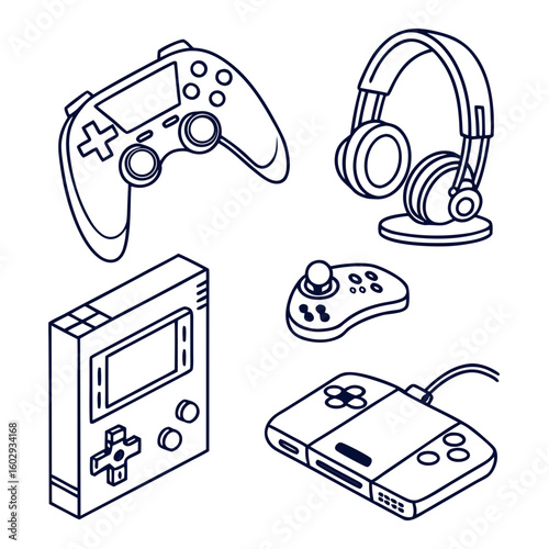 Collection of Vintage and Modern Gaming Devices.