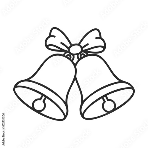 Outlined wedding bells with bow for festive celebrations – stock vector icon in line style
