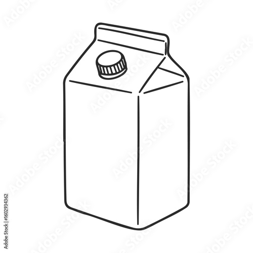 Hand-drawn blank milk carton with screw cap – stock vector icon in line style
