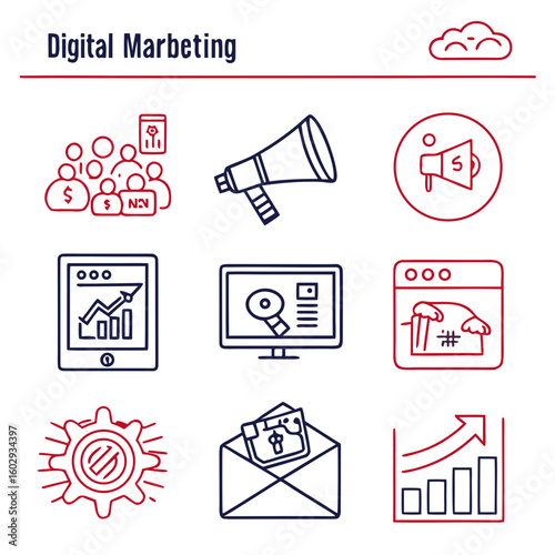 Wallpaper Mural Digital Marketing Icons and Concepts Collection. Torontodigital.ca