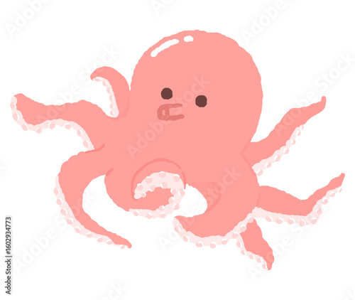 Pastel colored cute octopus illustration