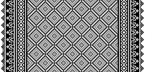Geometric pixel ethnic pattern seamless oriental traditional design floral background wallpaper carpet clothing wrapping vector illustration texture fabric print