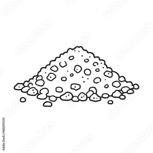 Hand-drawn pile of gravel and rocks illustration – stock vector icon in line style