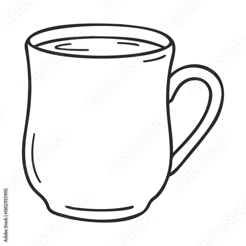 Outline drawing of ceramic mug with handle – stock vector icon in line style