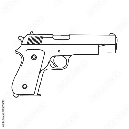 Black and white handgun outline – stock vector icon in line style