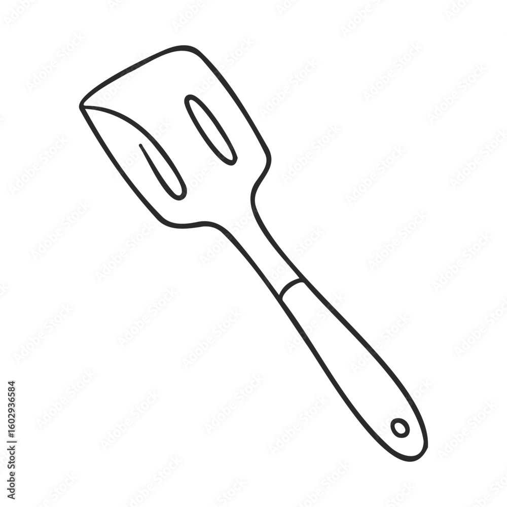 Silicone cooking spatula with comfortable grip - essential kitchen utensil – stock vector icon in line style Silicone cooking spatula with comfortable grip - essential kitchen utensil – stock vector icon in line style