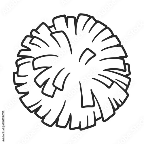 Black and white line drawing of a cheerleading pom-pom – stock vector icon in line style