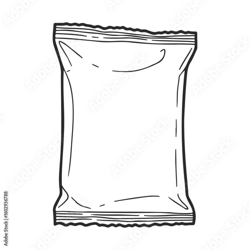 Blank snack packaging outline sketch on white background – stock vector icon in line style