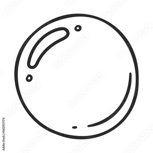 Black and white outline of simple transparent bubble drawing – stock vector icon in line style