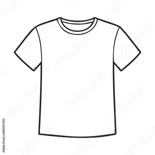 Simple black outline of a blank t-shirt on white background – stock vector icon in line style
