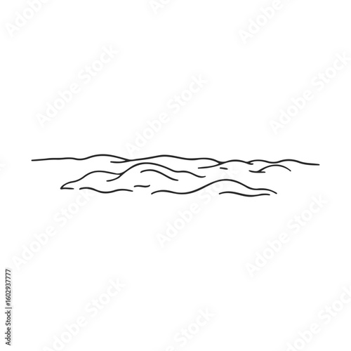 Simple abstract line drawing of ocean waves – stock vector icon in line style