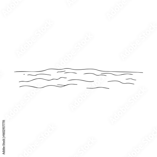 Minimalist line drawing of calm ocean waves – stock vector icon in line style
