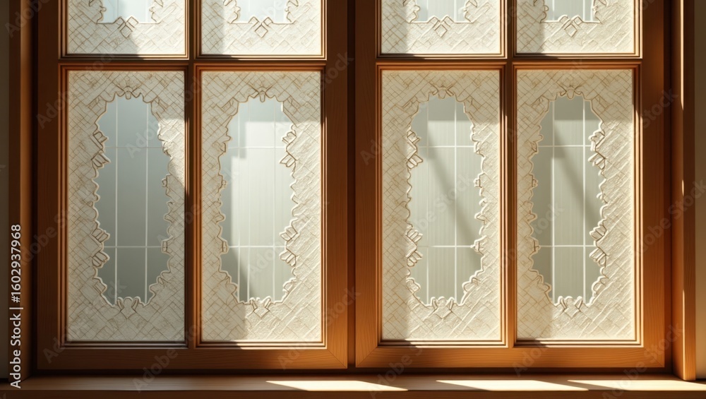 Fototapeta premium Ornate window panes with intricate designs.