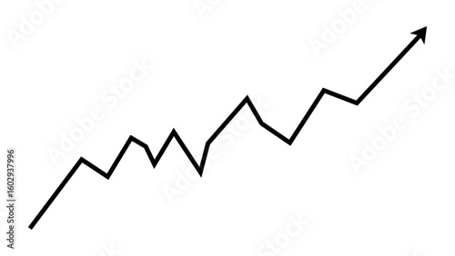 Black fluctuated line arrow graph business growth up trend concept, Economic growth, Stock market profit, Financial growth sign. Vector illustration.