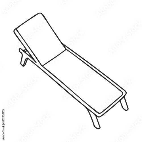 Minimalist outdoor sun lounger illustration in black and white – stock vector icon in line style
