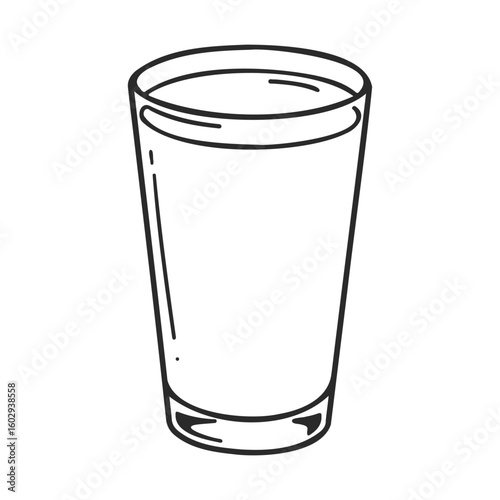 Simple black and white outline drawing of a tall glass of water – stock vector icon in line style