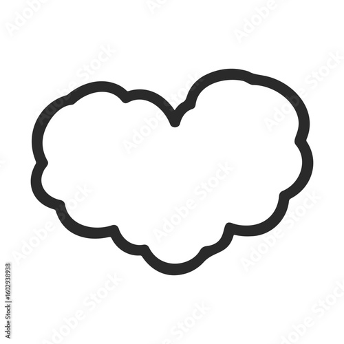 Heart-shaped cloud outline vector design in black and white – stock vector icon in line style