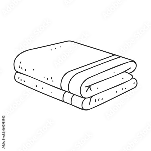 Illustrated folded towel with simple design and clean lines on white background – stock vector icon in line style