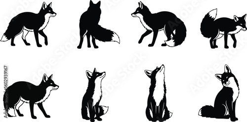 Elegant fox silhouette designs for logos, branding, and nature-inspired projects with timeless appeal and wildlife charm