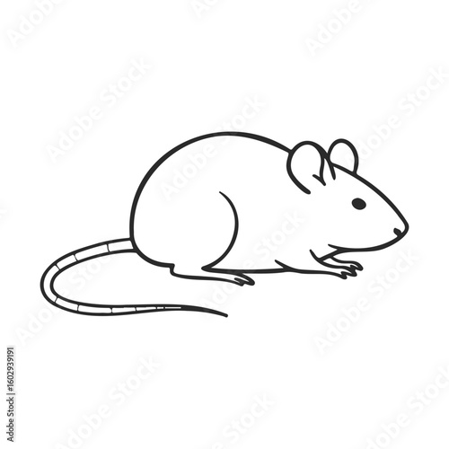Minimalist line art of mouse in profile view – stock vector icon in line style