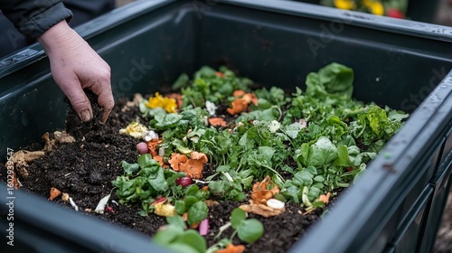 A school garden project using compost from cafeteria food scraps.