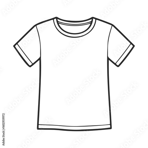 Simple white t-shirt outline on transparent background – stock vector icon in line style