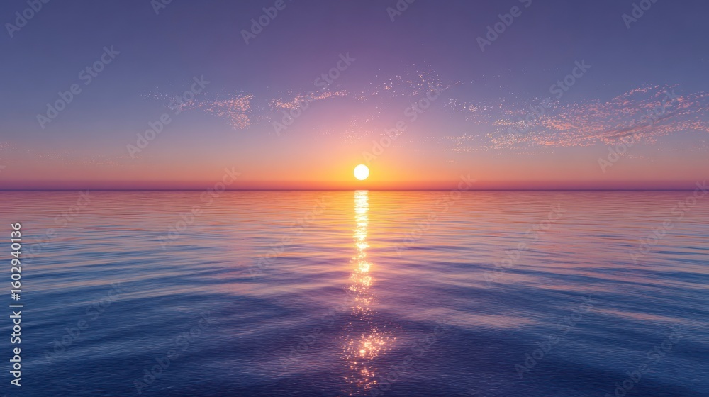Naklejka premium Peaceful sunset over calm ocean
