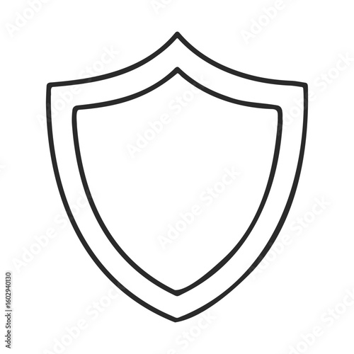 Simple black and white shield outline design for security – stock vector icon in line style