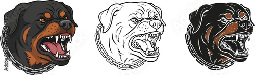 Rottweiler angry dog illustration vector graphic design for print on demand usage