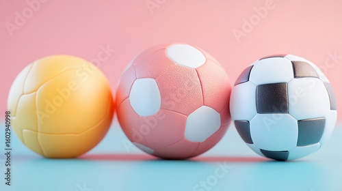 Miniature Sports Balls on Pastel Background