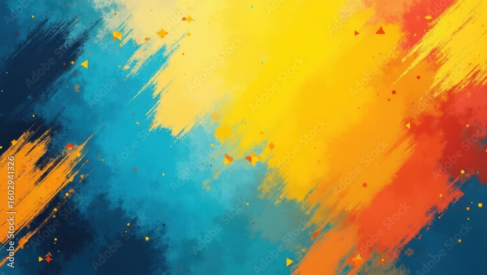 Obraz premium Vibrant abstract design with blended colors and brushstrokes.
