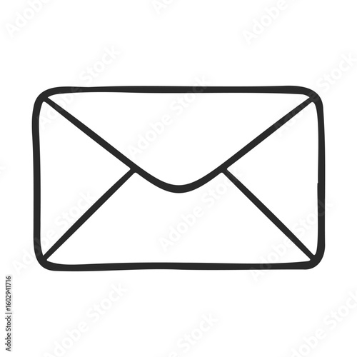 Simple black and white envelope icon illustration – stock vector icon in line style