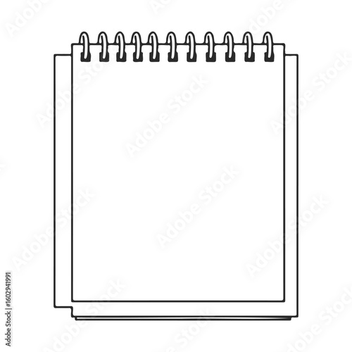 Blank spiral notebook with open pages and wire binding – stock vector icon in line style