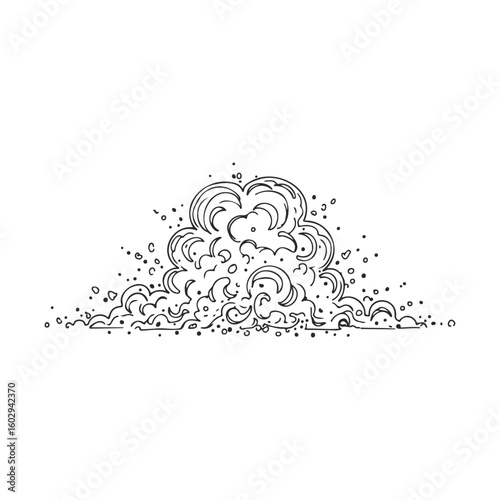 Explosive cloud sketch with swirling lines and dynamic energy – stock vector icon in line style