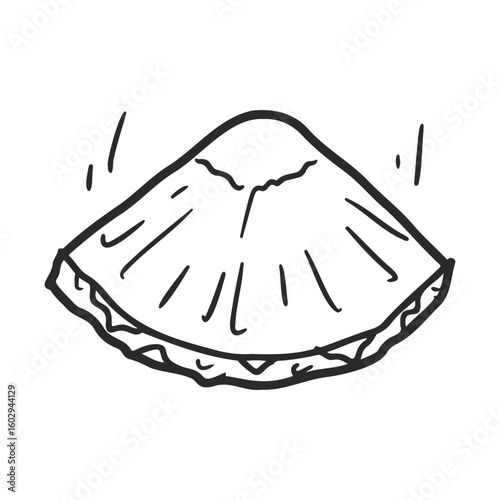 Black and white doodle of empanada featuring crimped edges and subtle details – stock vector icon in line style
