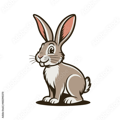 Adorable cartoon rabbit with large ears and fluffy tail bunny cute