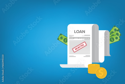 Finance management. Loan agreement not approved . Mortgage money credit. Loan disbursement, quick loan service, easy credit.	