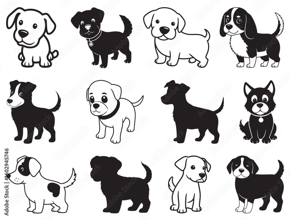Fototapeta premium CUTE PUPPY SILHOUETTE