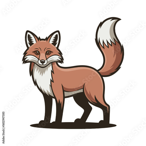 Stylized fox with brown fur and white accents animal wildlife
