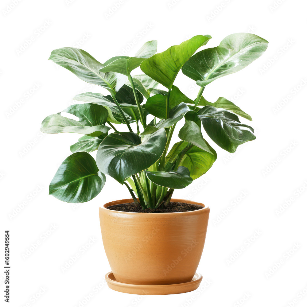 A potted houseplant in ceramic pot, isolated isolated on transparency background A potted houseplant in ceramic pot, isolated isolated on transparency background