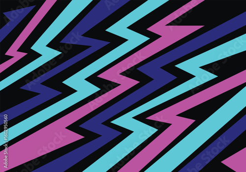 Abstract background with mix color zigzag pattern with black background