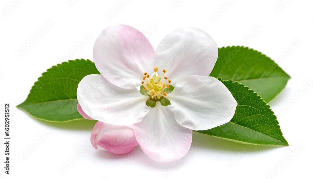 Obraz premium Close-up of delicate apple blossom and leaves