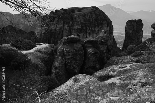 Meteora, rock formation in the regional unit of Trikala, in Thessaly, in northwestern Greece, hosting one of the most impressive complexes of Eastern Orthodox monasteries. UNESCO World Heritage. 