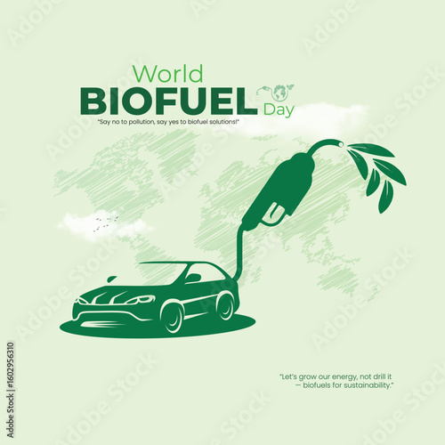 World Biofuel Day, Biofuel Day stock illustration, World Biofuel Day concept