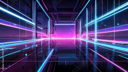 futuristic neon grid background, AI