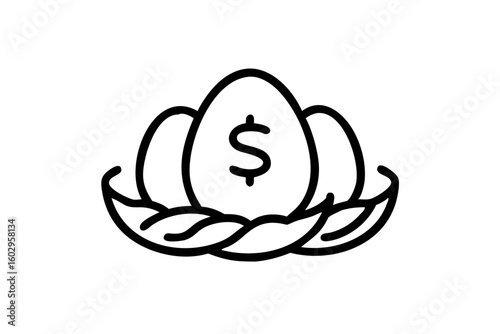401k Retirement Nest Egg Line Art Icon – Minimalist SVG for Finance Apps & Websites