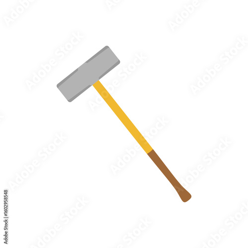 sledgehammer flat design vector illustration isolated on white background. illustration for construction, demolition, industry, or graphic themes