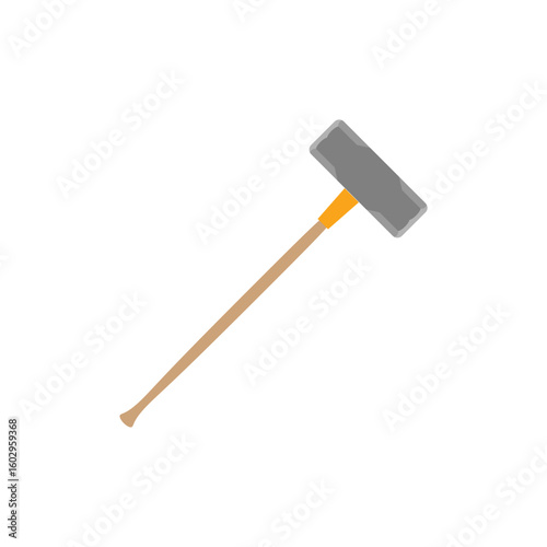 sledgehammer flat design vector illustration isolated on white background. illustration for construction, demolition, industry, or graphic themes