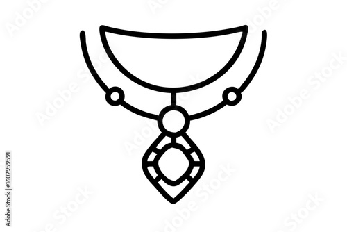 Minimalist Necklace with Pendant – Jewelry Line Art Icon in SVG